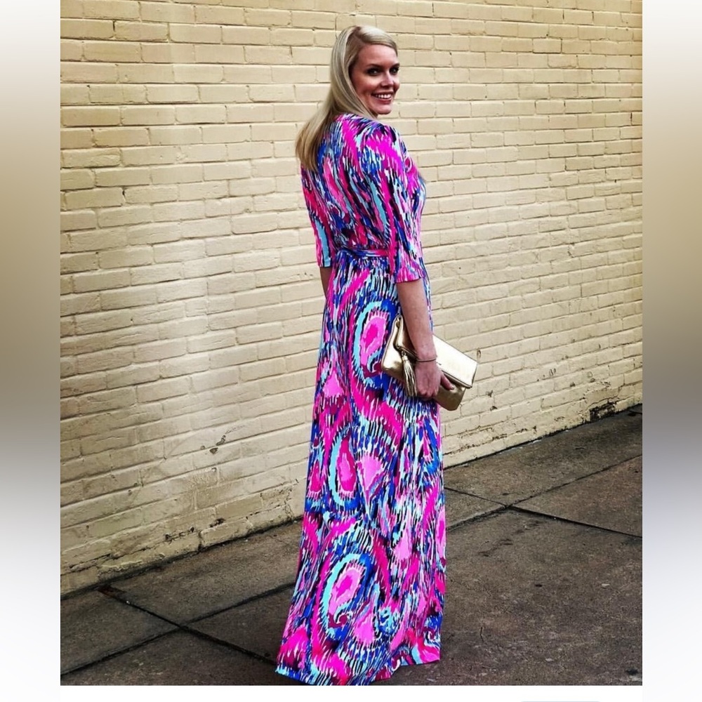 Lilly Pulitzer Marvista Wrap Maxi Dress S Free Spirit Stretch Resortwear Beachy - Picture 7 of 14
